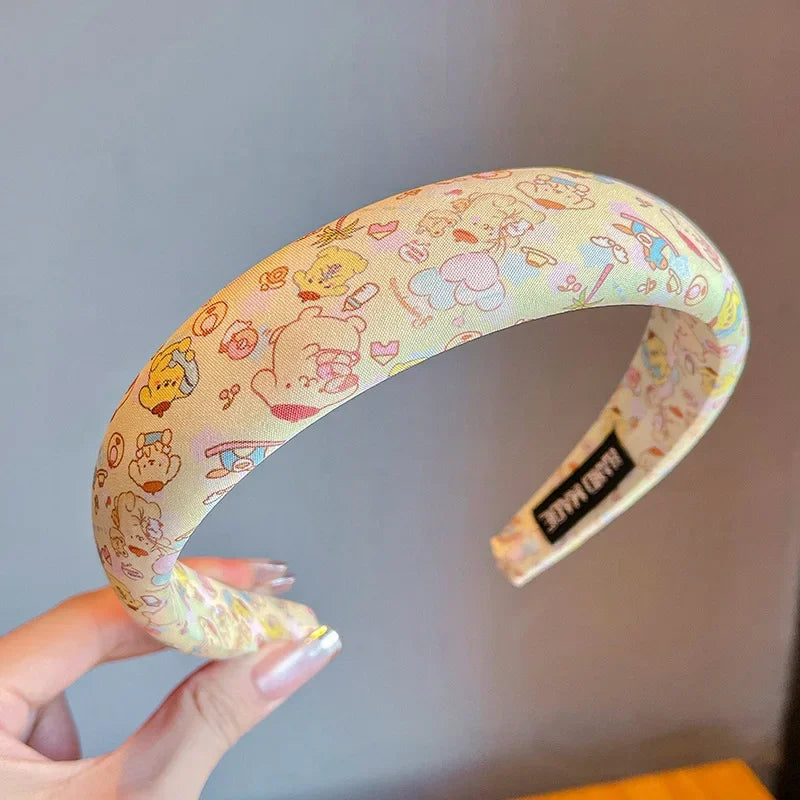 sanrio New Children's Hair Hoop for Girls Sponge High Headband Cute Kuromi Hair Accessories Wide Edge Compression Hair Bundle
