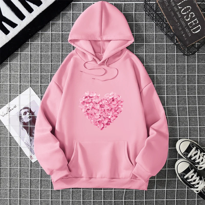2025 Heart Shape Print Graphic Hoodies Cute Clothing Fashion Loose Pullover Sweatshirt Casual Girl Hoody Tops CYXX281