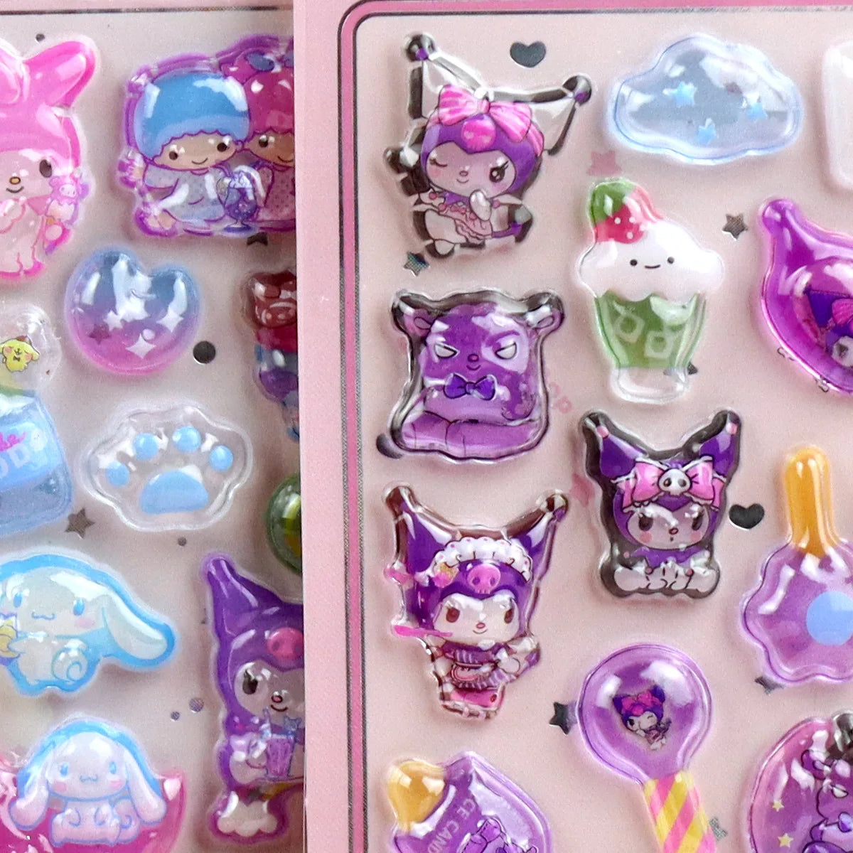 Cartoon Sanrio Hello Kitty Kuromi 3D Transparent Jelly Sticker Crystal Decorative Sticker Children DIY Phone Casesdiy Stationery