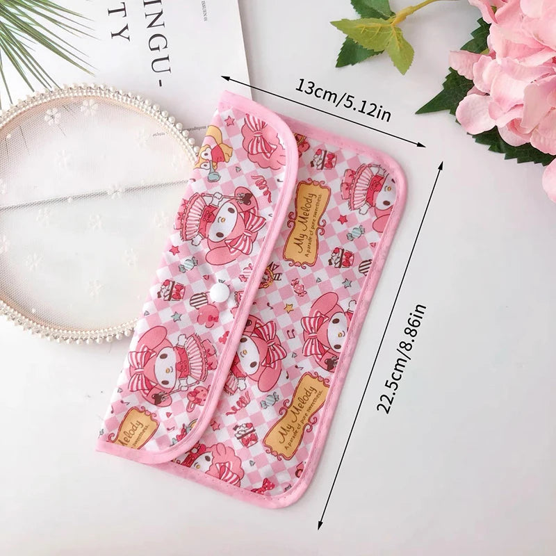 Sanrio Kuromi Waterproof Mask Storage Bag Melody Portable Small Item Storage Bag Cosmetic Bag Oxford Cloth Receipt Bag