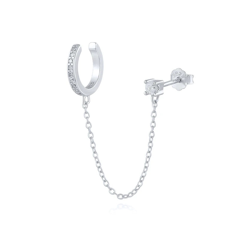 Aide 925 Sterling Silver 1pc Geometry Multi Piercing Stud Earrings For Women K Gold Simple Elegant Tassel Jewelry Gift Pendiente