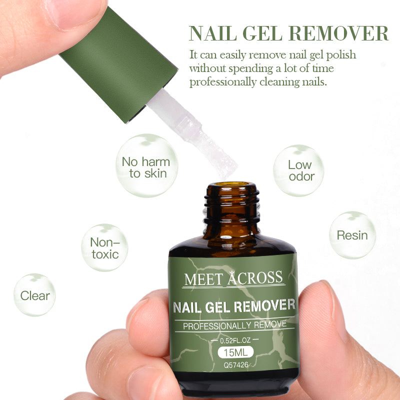 MEET ACROSS 15ml マジックファストネイルジェルポリッシュリムーバー クリーンUVソークオフ セミパーマネントワニス ネイルアート除去ツール マニキュア