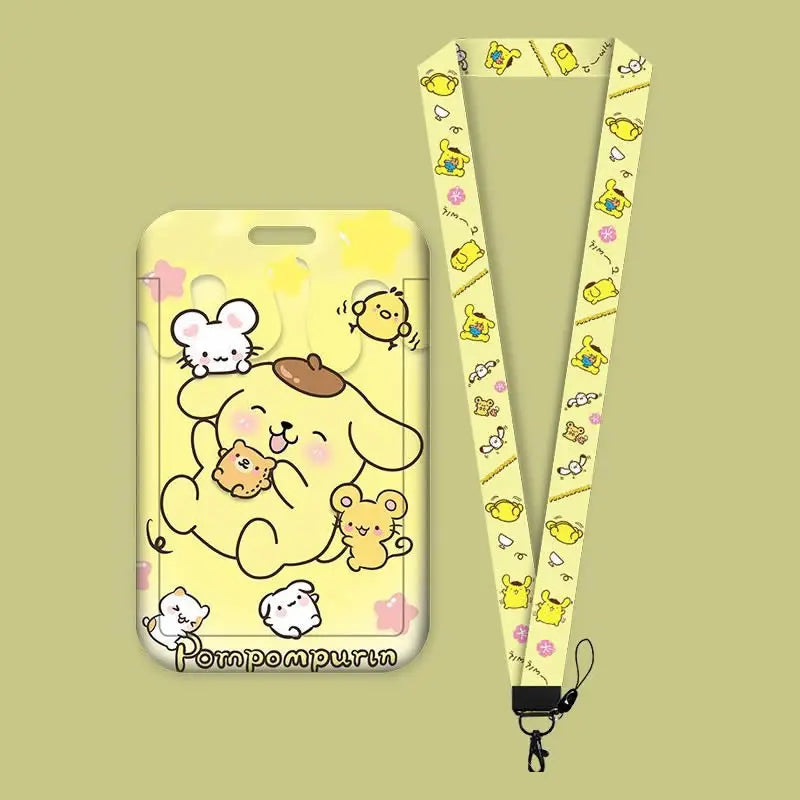 Cartoon Sanrio Lanyard Card Sleeve kawaii Hello Kitty Kuromi My Melody ID Card Bus And Subway Access Work Permit Card Sleeve