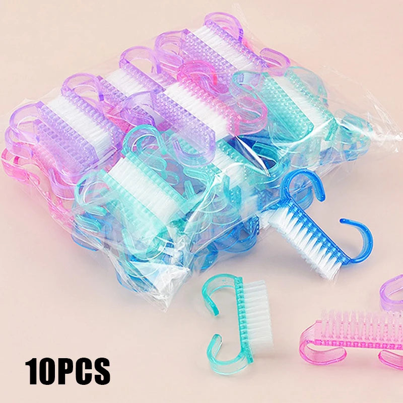 10/1個 プラスチック ネイルブラシ ミックスカラー ネイルハンドスクラブ クリーニングブラシ ダストクリーナー ネイルアート マニキュア ソフトリムーバーツール