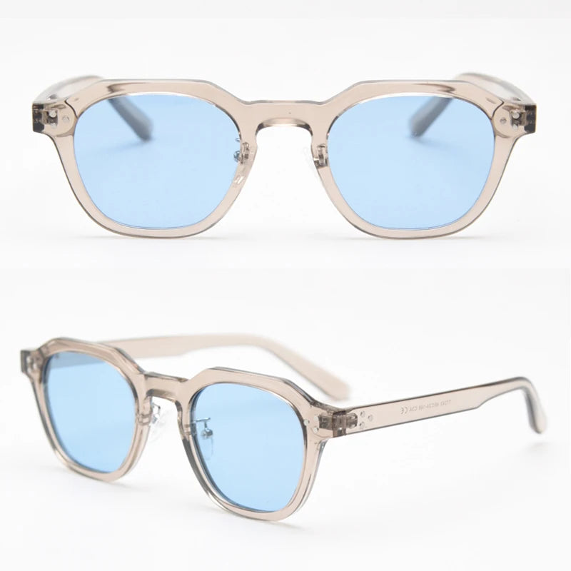 Peekaboo korean style retro sun glasses for women TR90 frame polygon polarized sunglasses uv400 male green brown 2023 summer