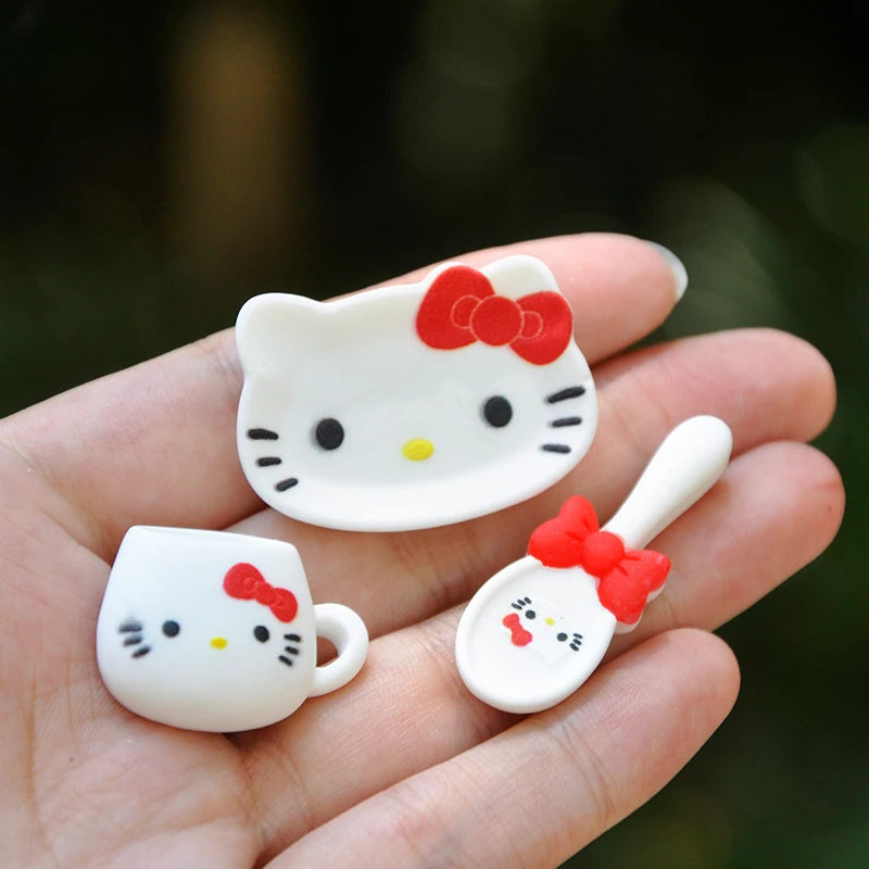 3pcs Sanrio My Melody Accessory Accessories For Children's Kitchen DIY Simulation Toy Kuromi Cinnamoroll Room Ornaments