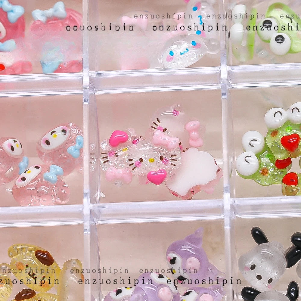 50Pcs Nail Charms Set - Oversized 3D Kuromi & Pochacco Resin Decor for Bold Kawaii Nail Art