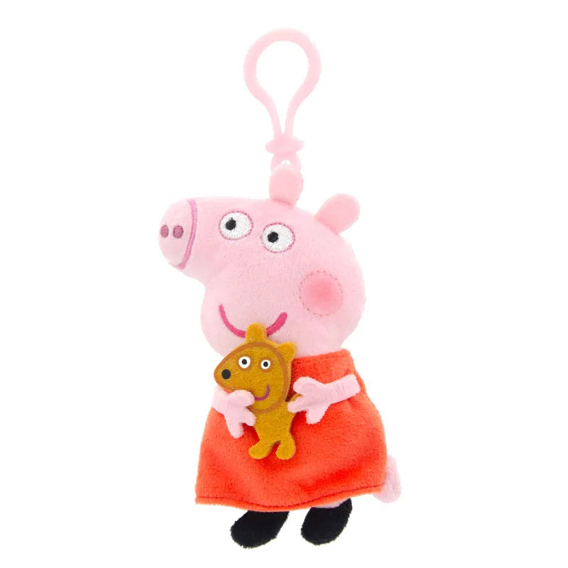 本物のペッパピッグジョージぬいぐるみおもちゃ高品質キーリングホット漫画動物キーチェーン人形ペンダント子供クリスマスギフト