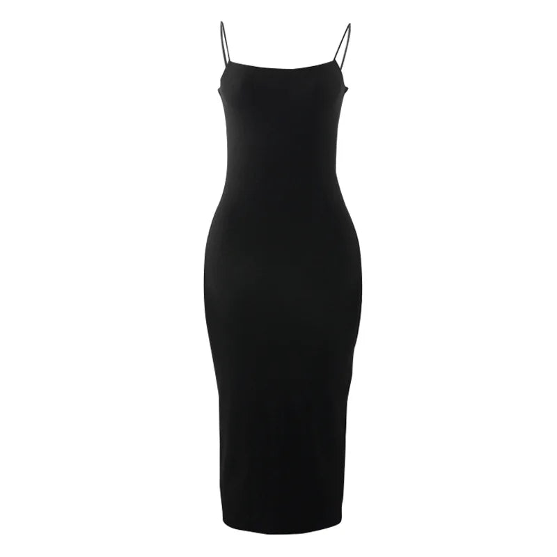 Summer Sexy Dress Women Fashion Streetwear Sleeveless Backless Solid Bodycon Straps Dress Casual Clubwear Elegant Party Dresses