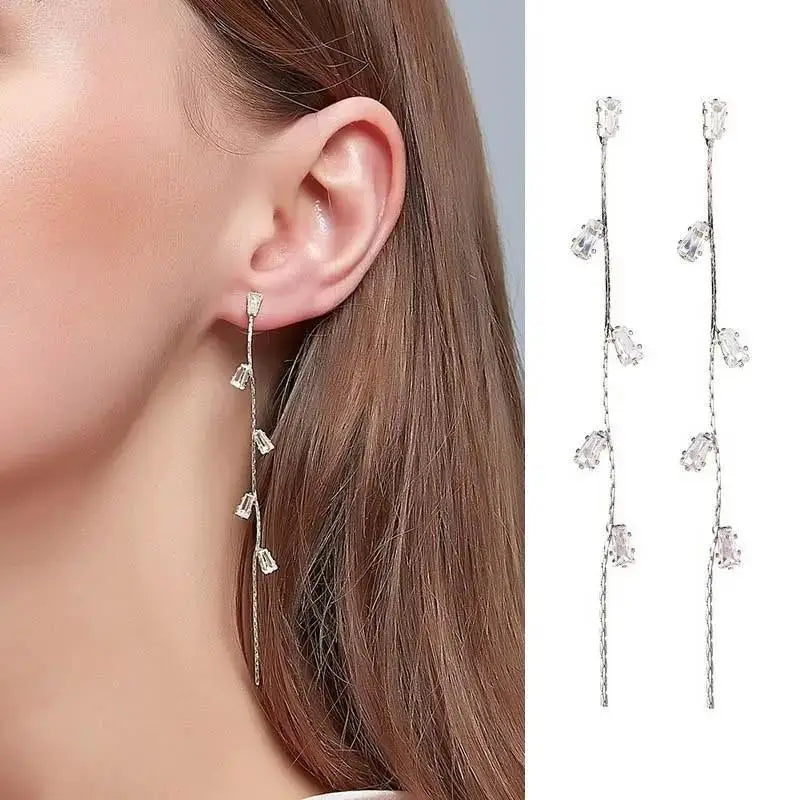 925 Silver Needle Purple Butterfly Long Tassel Earrings For Women Jewelry 2025 Trending Korean Fashion Luxury Crystal Earrings
