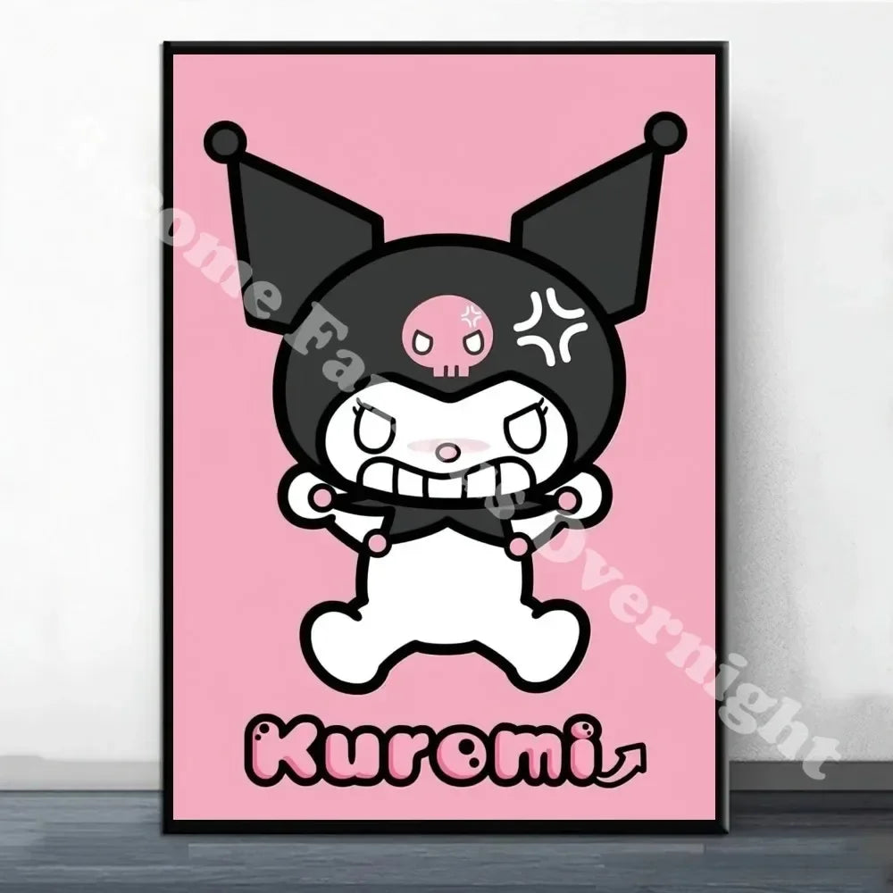 MINISO Sanrio Kuromi Poster Painting Wall Pictures For Living Room Decor Sticker