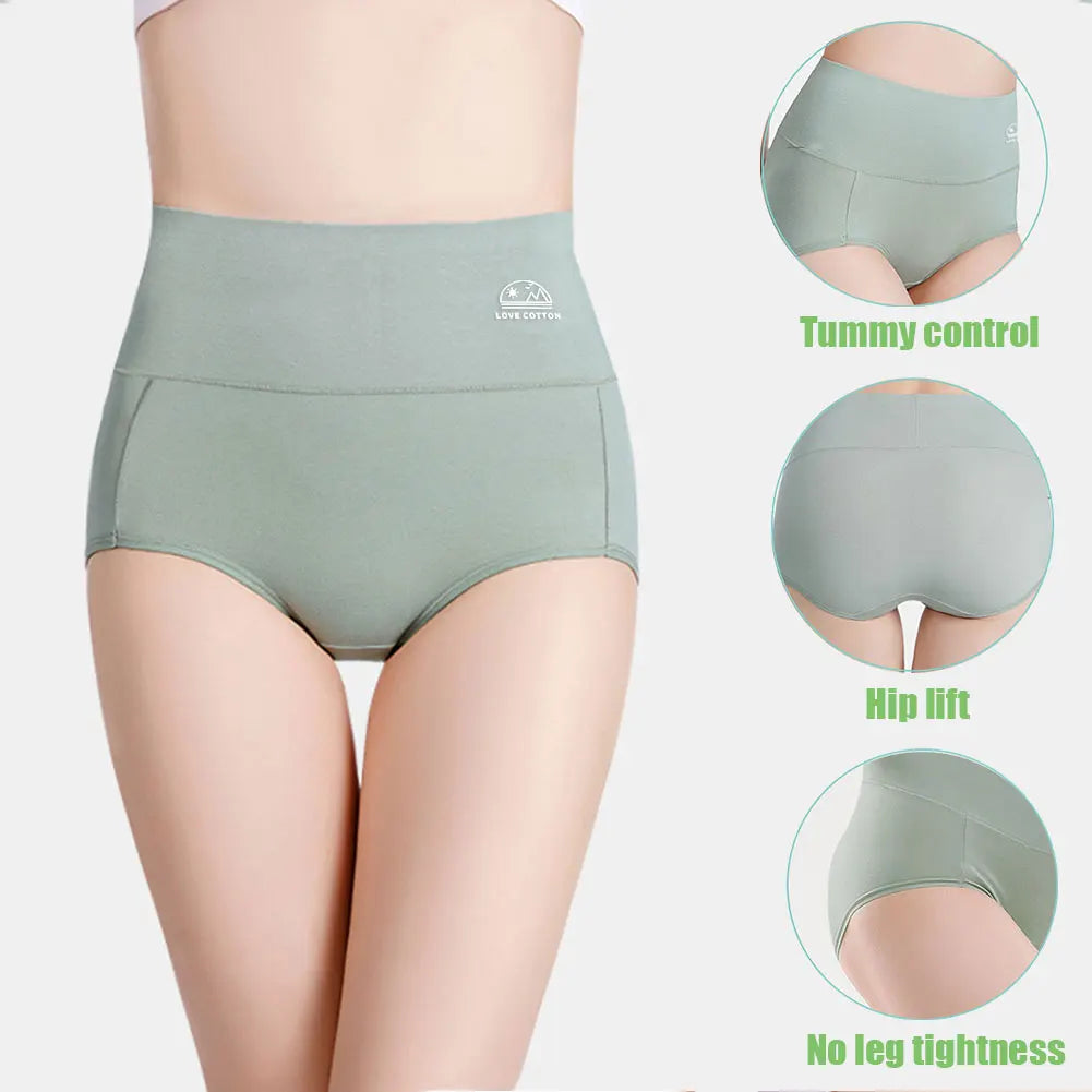 5PCS/Set M-XXXL High Waist Pure Cotton Panties Women Briefs Underwear Girls Panties Cotton Crotch Female Lingerie