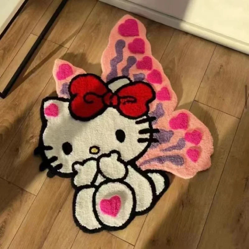 Cartoon Hello Kitty Plush Floor Mat Bathroom Door Absorbent Cute Non-slip Foot Mat Imitation Cashmere Carpet Bedside Decoration