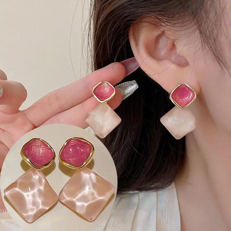 925 Silver Needle Korean Fashion Dream Colorful Crystal Earrings For Women Jewelry 2025 Trending Luxury Cube Sugar Stud Earrings