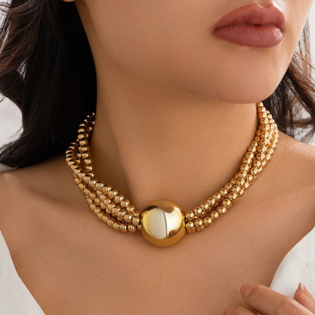2022 Punk Style Gold Color Metal Multilayer Box Chain Clavicle Necklace Ladies Hip Hop Round Necklaces Men Fashion Girls Jewelry