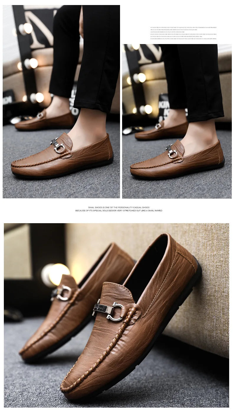 Men Loafers Shoes for Men Luxury Business Dress Shoes Comfy Slip-on Drive Moccasins Footwear Male Brand Leather Boat Shoes Men