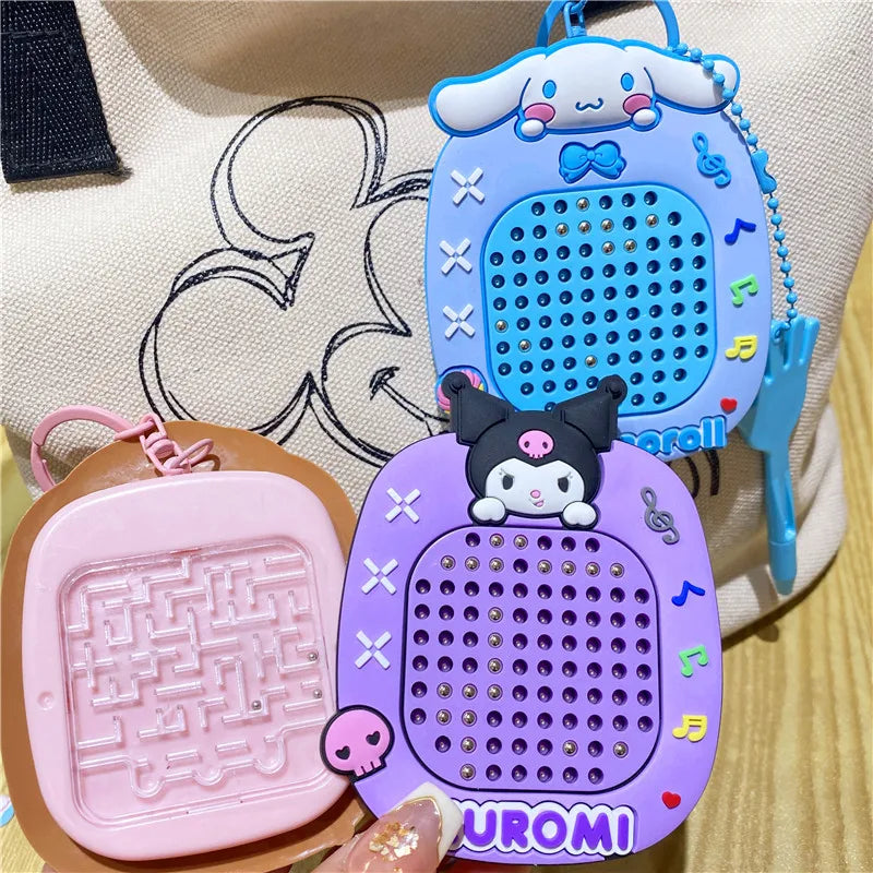 Cartoon Sanrio Hello Kitty Cute Anime Peripherals Toy Maze Decompression Healing Magnetic Suction Steel Ball Graffiti Key Chain