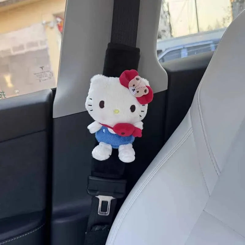 Car Seat Belt Cover Sanrios HelloKittys Cinnamoroll Kuromi My Melody Anime Cartoon Auto Decorate Shoulder Protectors