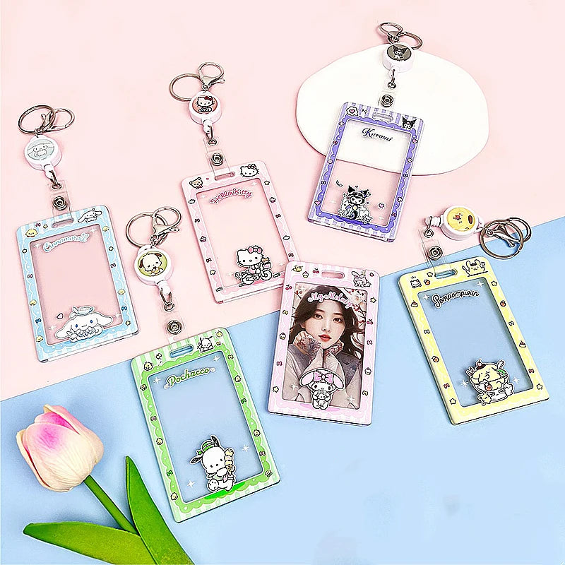 Sanrios Card Bag Cute Anime Figure Cinnamoroll Kuromi Id Bus Card Storage Case Holder Melody Pochacco Students Card Sleeve Gift