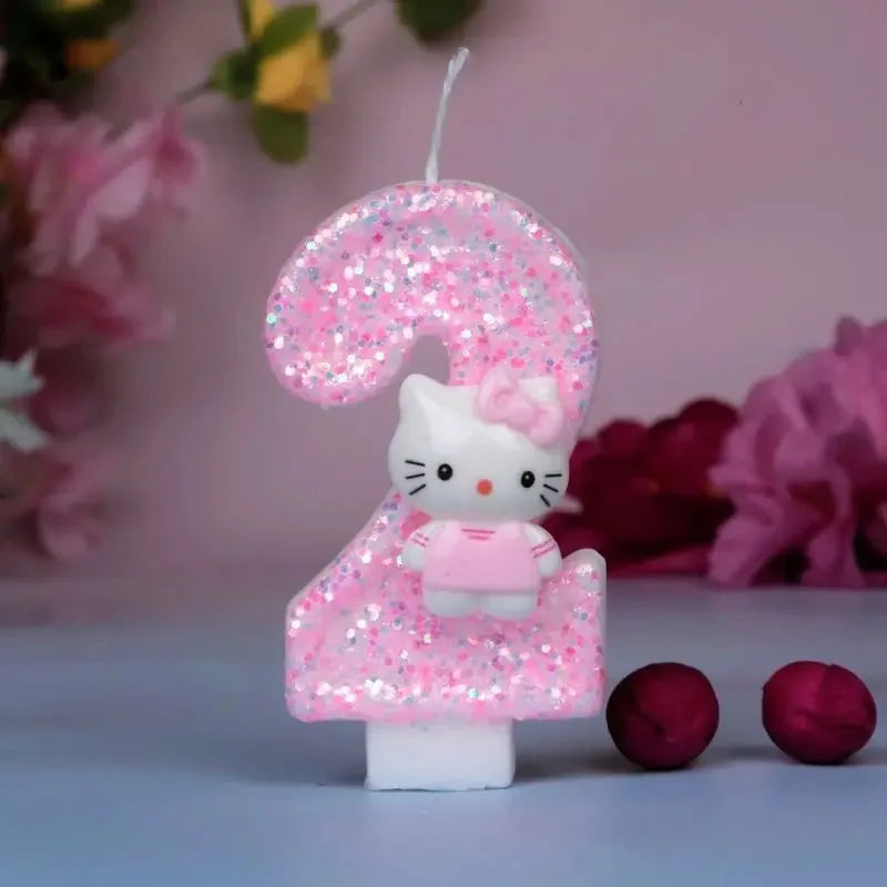 Sanrio Cute Hello Kitty Fun Digital Candles Creative Kawaii Cartoon Pattern Party Decoration Supplies Birthday Cake Accessories