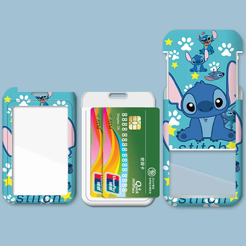 Stitch Cartoon Disney Lanyard Card Sleeve ID Bus Card Work Permit Card Sleeve Cute Student Cartoon Neck Strap Hang Rope Lariat