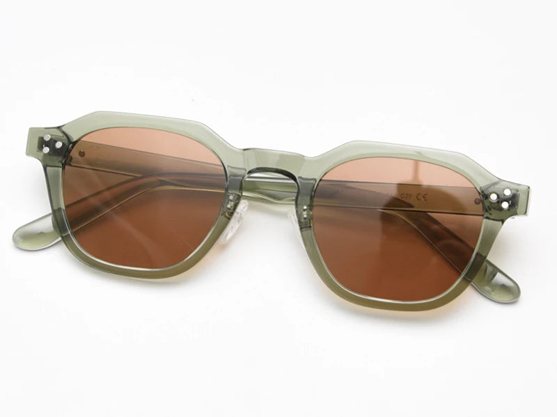 Peekaboo korean style retro sun glasses for women TR90 frame polygon polarized sunglasses uv400 male green brown 2023 summer