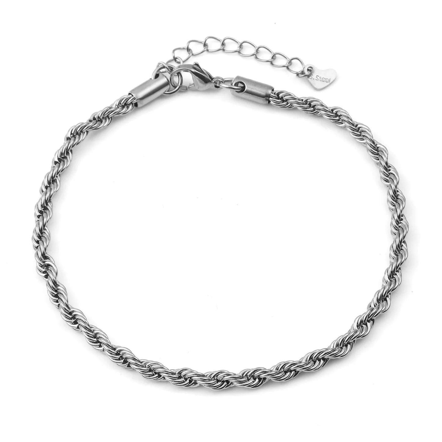 Stainless Steel Link Chain Anklet Silver Color For Women Beach Foot Leg Chain Ankle Bracelets Jewelry Gift 23.5cm long, 1 Piece