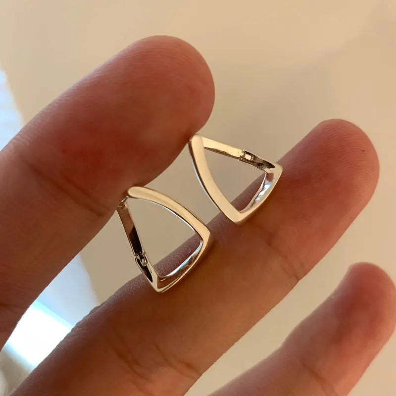 925 Sterling Silver Simple Geometric Square Irregular Hoop Earrings for Women S925 Wedding Party Jewelry Gift Aretes De Mujer