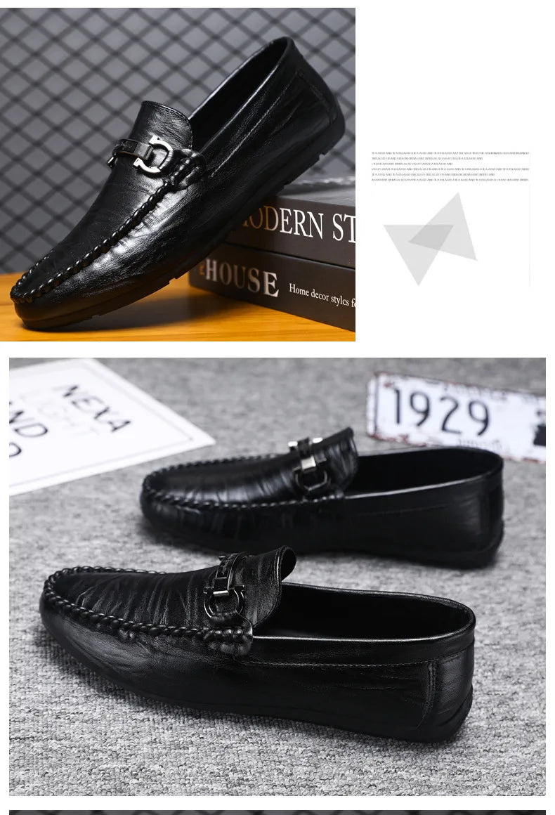 Men Loafers Shoes for Men Luxury Business Dress Shoes Comfy Slip-on Drive Moccasins Footwear Male Brand Leather Boat Shoes Men