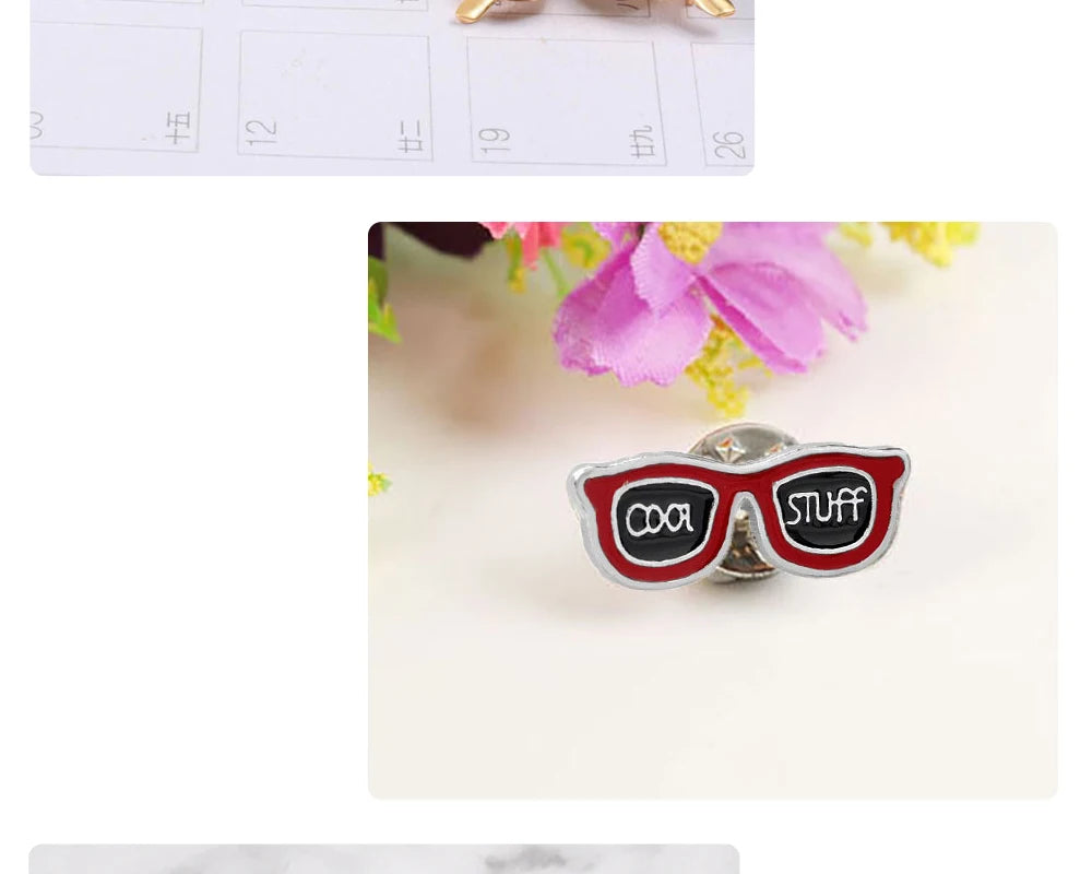 Summer Beach Sunglasses Brooch Fashion Personality Enamel Pins for Vacation Girl Women Backpack Hat Lapel Pin Jewelry Decoration