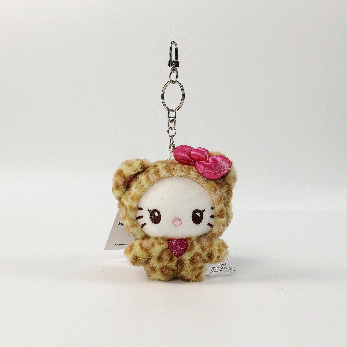 Sanrio Leopard Print Bear Hello Kitty Keychain Kuromi Cinnamoroll Bag Pendant My Melody Plush Doll Toys Decoration Gift for Girl