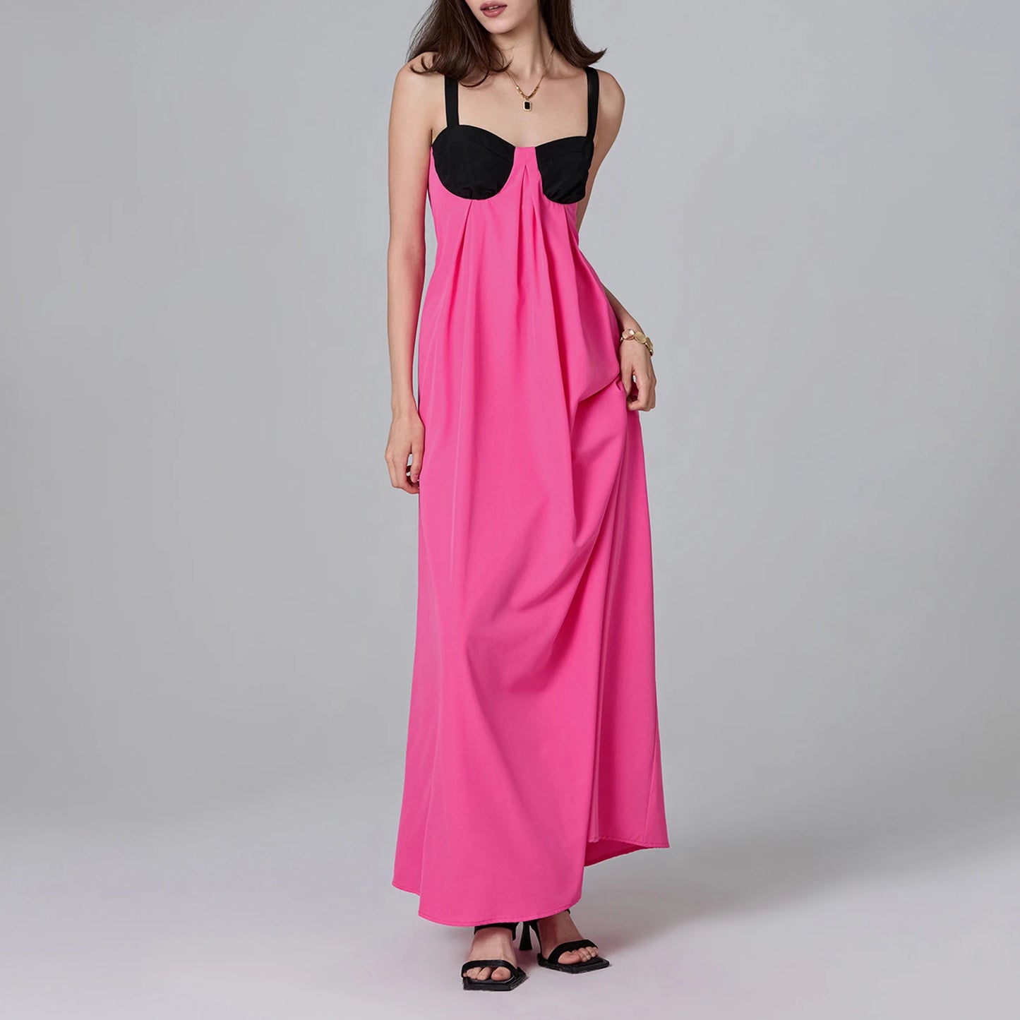 Puloru Night Clubbing Party Dresses Women Patchwork Backless Sleeveless Loose Fit Slips Long Dress Gown Evening Vestidos