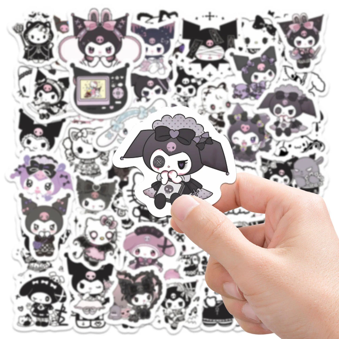 60pcs Kawaii Gothic Kuromi Stickers Hello Kitty for Kids Girls DIY Laptop Phone Diary Cute Cartoon Sanrio Sticker Decals