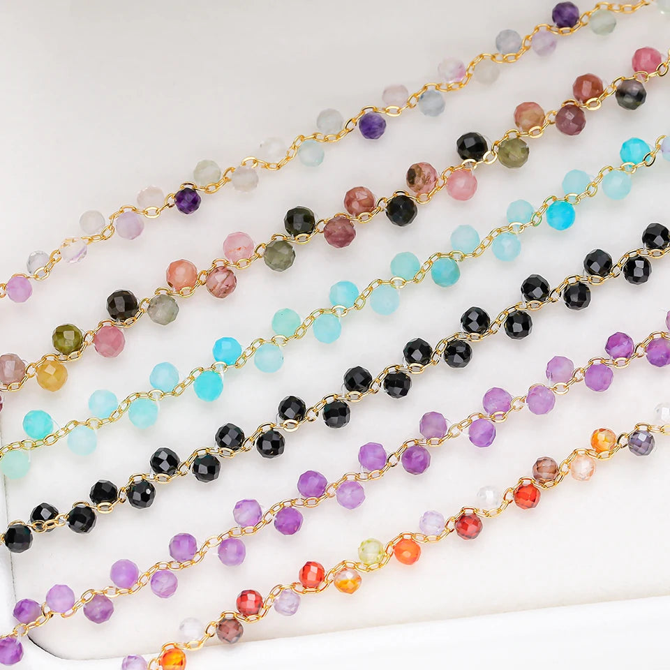 3MM Natural Stone Tourmaline Bracelet For Women on Hand Jewelry Party Wedding Luxury Gift AmethystSet Handmade New In