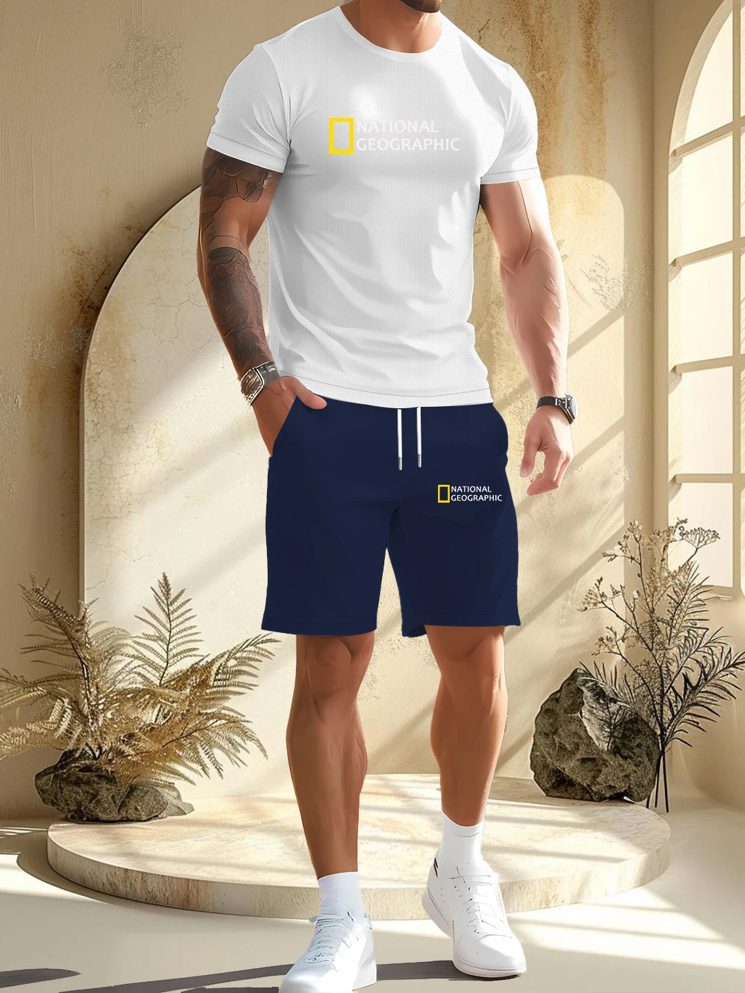 2025 New Fashionable Men's Outdoor Set, Short Sleeve Shorts, Comfortable and Breathable Material