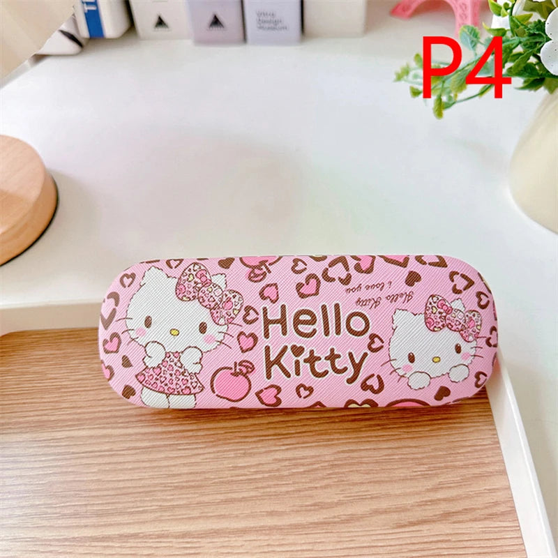 Cartoon Stitch Hello Kitty Glasses Case Children Students Anti Drop Glasses Storage Box Princess Series Pattern Protective Case