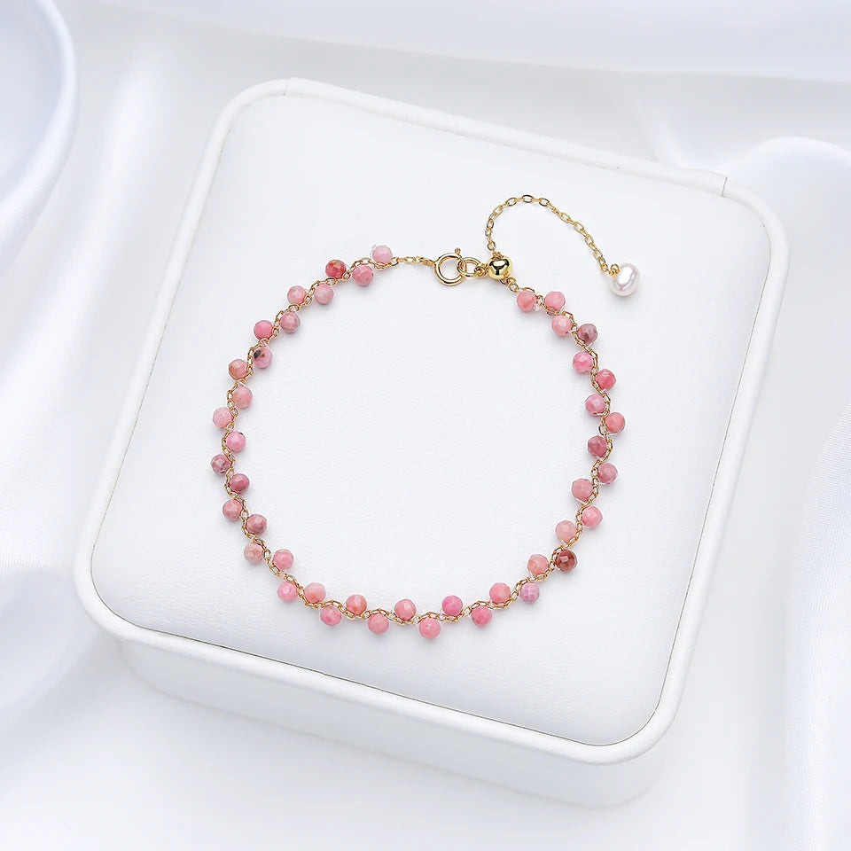 3MM Natural Stone Tourmaline Bracelet For Women on Hand Jewelry Party Wedding Luxury Gift AmethystSet Handmade New In
