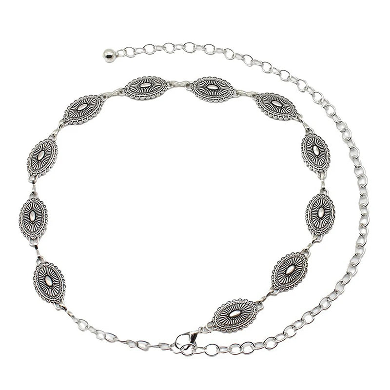 Retro Versatile Ethnic Style Metal Bohemian Waist Chain Belt For Women Fashion Sweater Chain Waist Seal Body Decor Accessories