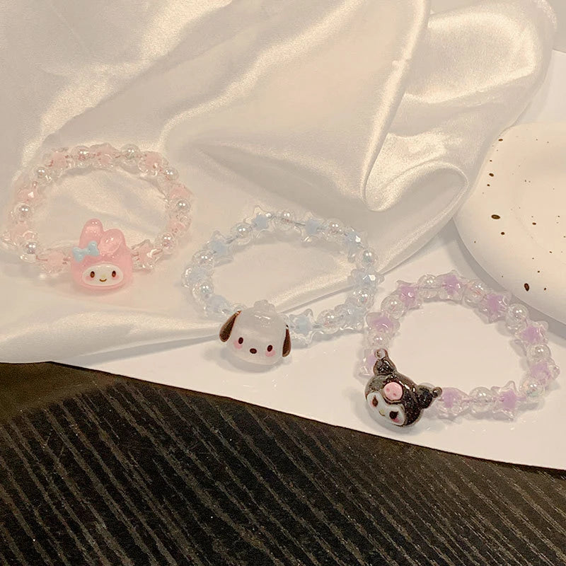 Sanrio Beaded Bracelet Cartoon Kuromi My Melody Cinnamoroll Bracelet Cute Sweet Jewelry Girl Gift