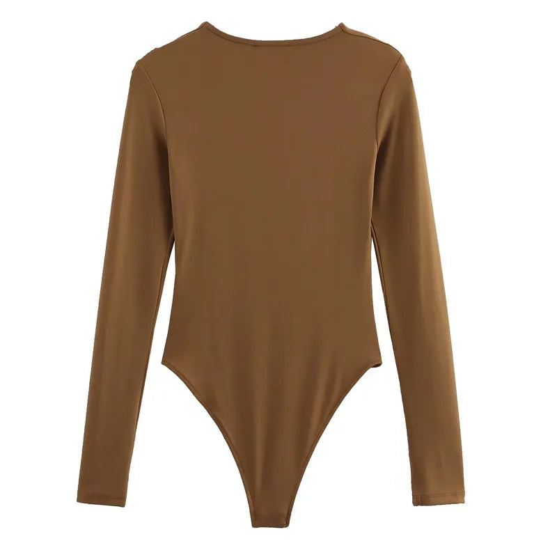 TRAF Woman 2025 Bodysuits Long Sleeve Black Body For Women Spring Summer Slimming Bodysuit Lingerie One Piece Thong Bodysuit