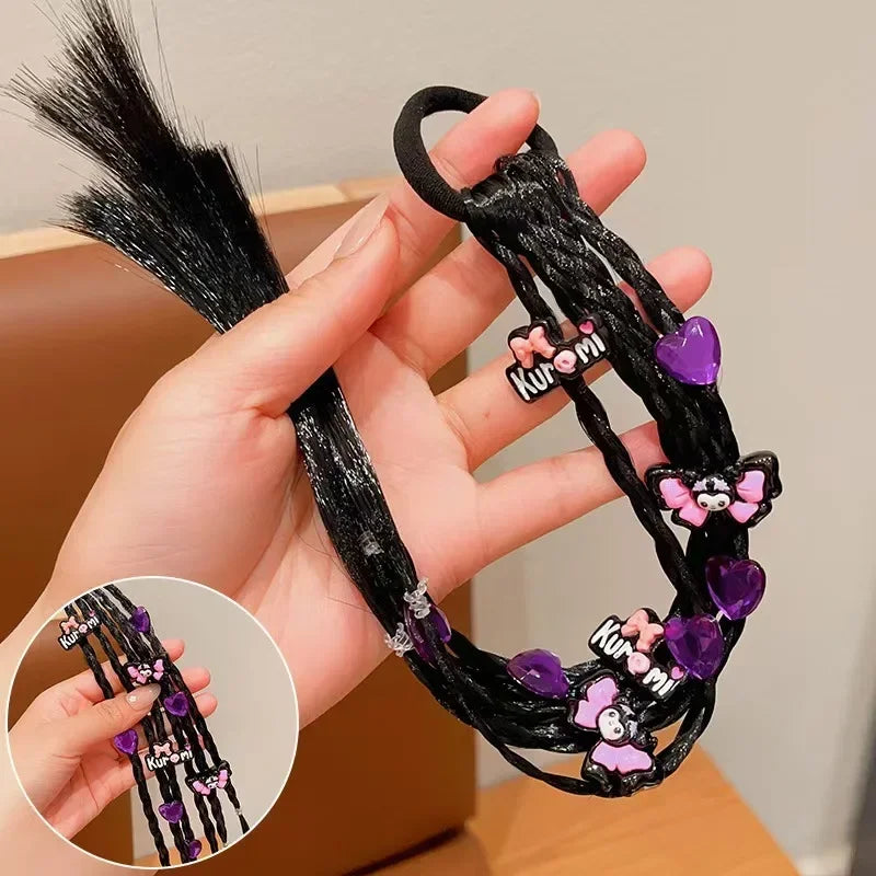 Sanrio cartoon kuromiMy melodyHello kittyCinnamoroll anime wig braid cute sweet cool girl boxing braid hair rope headwear kawaii