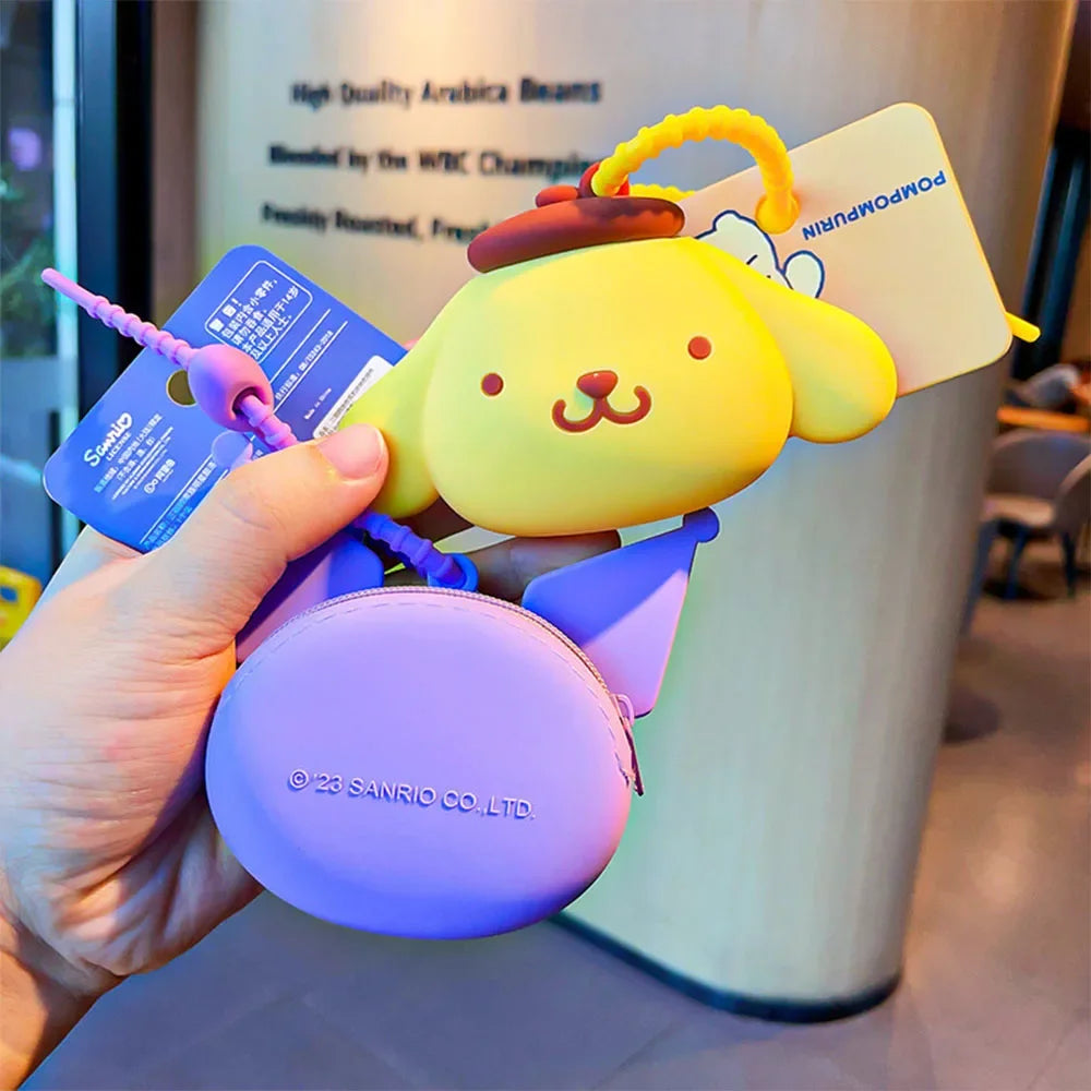 Sanrio Coin Purse My Melody Kuromi Cinnamoroll Pochacco Silicone Waterproof Mini Bag Keychain Decorative Accessories Christmas