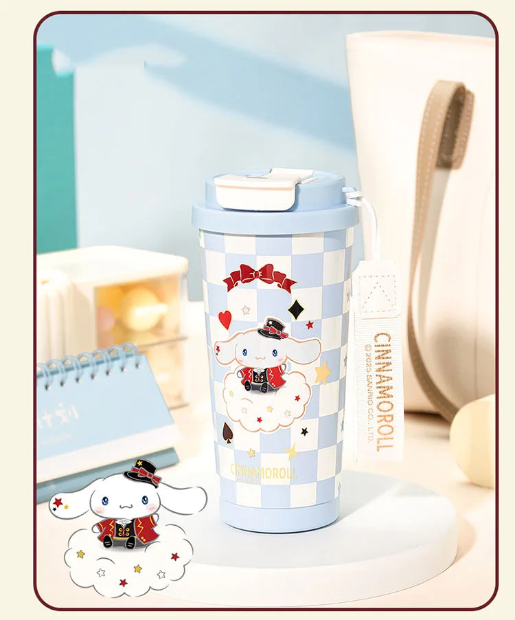 Sanrio Kuromi Portable 316 Stainless Steel Tumbler Thermos For Coffee Insulated Cup Cold and Hot Sports Water Bottle with Straw
