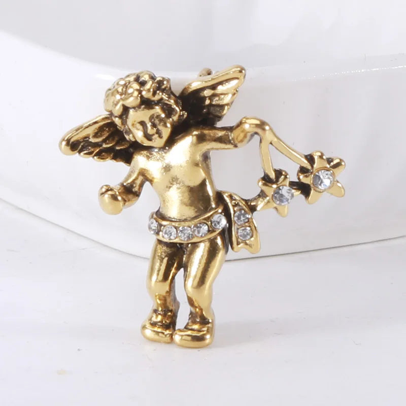 Enamel Angel Brooches for Women Unisex Cupid Love Character Pins Banquet Party Backpack Gifts Jewelry Accessories