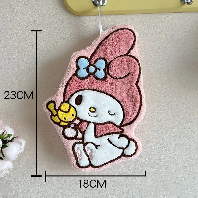 Hello Kitty Coral Fleece Hand Towel Melody Pom Pom Purin Quick Drying Water Absorbent Soft Bathroom Kitchen Towel KidGift