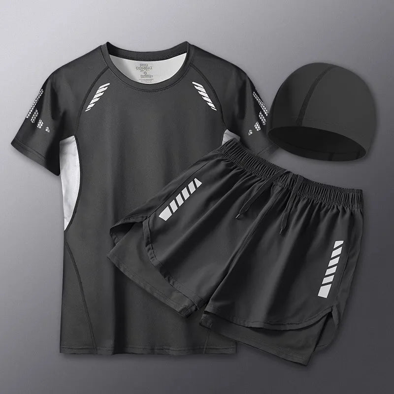 2025 Summer Men's 1-2 Piece Suits Separates Swimsuit Set Anti Embarrassment Swimming Trunks Surfing Beach Wear Sports Clothes