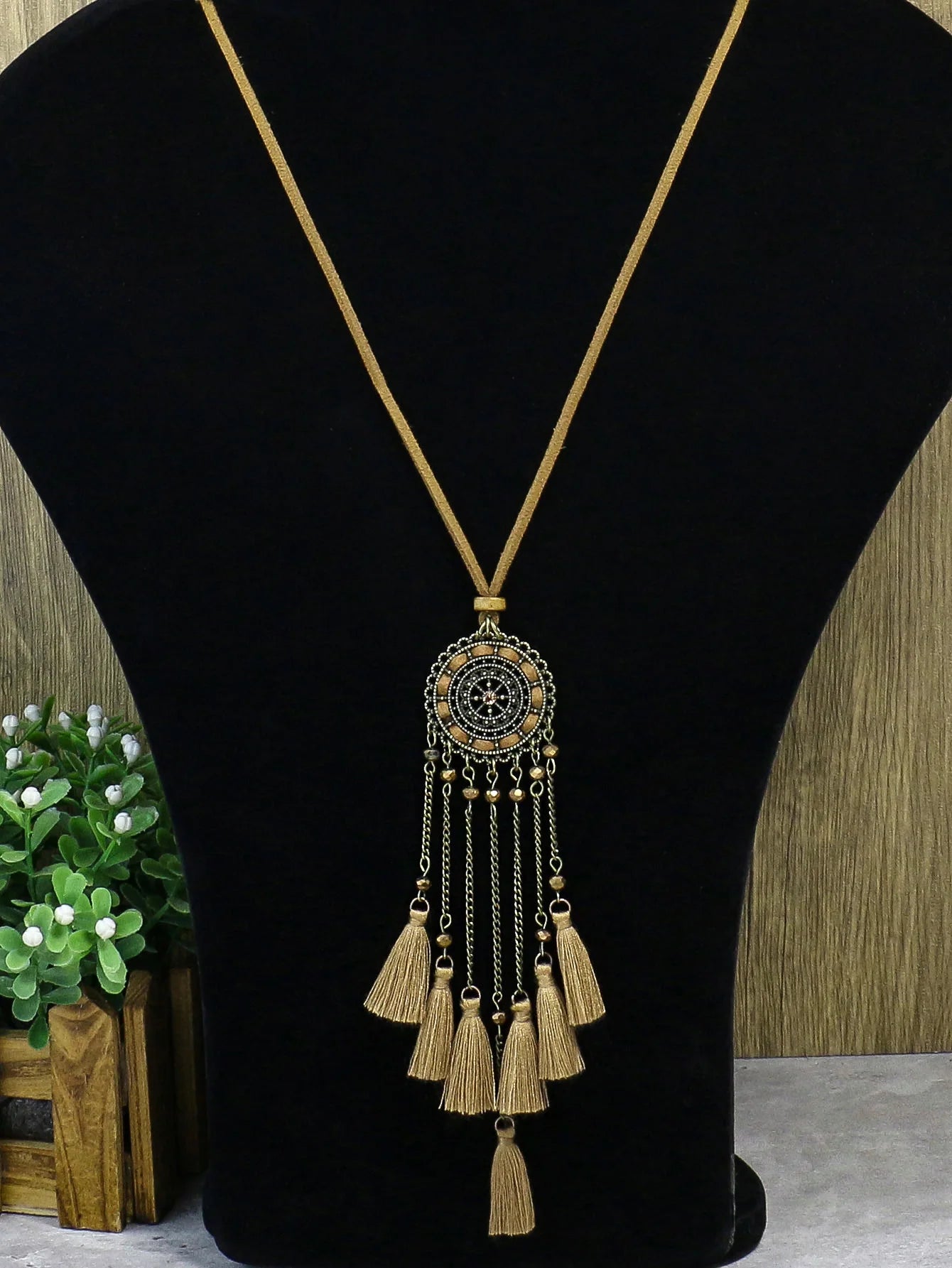 Vintage Ethnic Style Long Women's Necklace Metal Chain Wheel Tassel Necklace Women's Daily Vacation Can Wear Gift