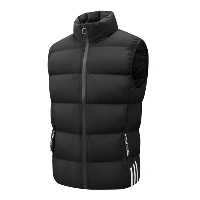 Winter Man Windproof Casual Warm Sleeveless Vest Men Stand Collar Multi Pocket Vests Male Puffer Outdoor Jogging Sport Waistcoat