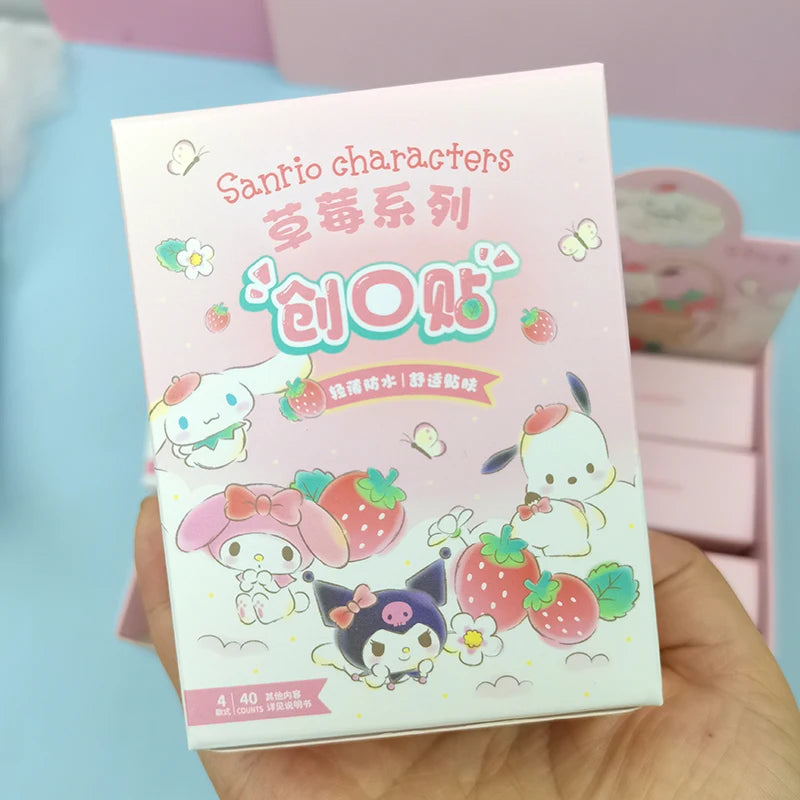 Hello Kitty Kuromi Cinnamoroll Plaster 40Pcs Waterproof Adorable Cute Band Aid for Kids Wound Care Kawaii Cartoon Design