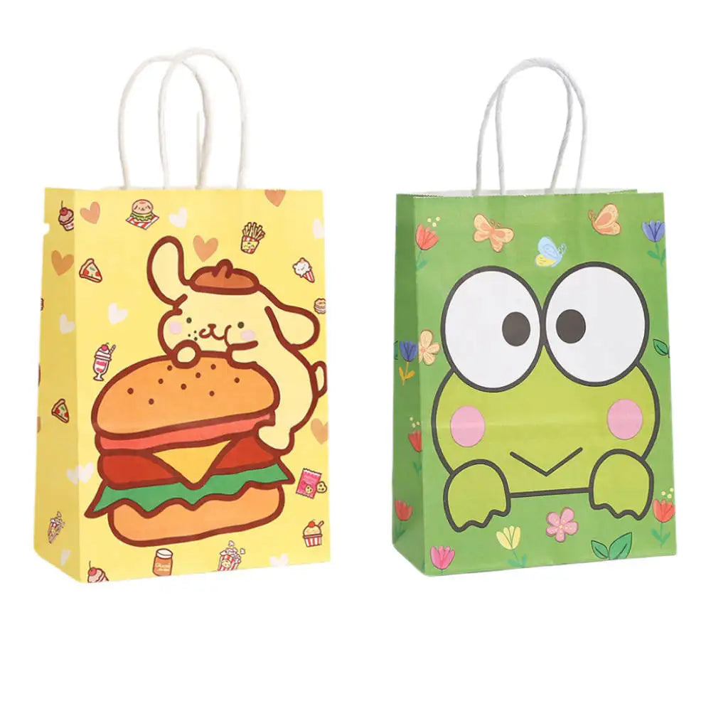 2/4/6/12/20pcs Sanrio Series Kuromi 21x15x8cm Kraft Paper Bag Anime Cartoon Print Children Party Supplies Candy Gift Bag Handbag
